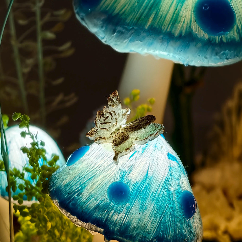 StarlitCarat Blue Mushroom LED Night Light 6.3in