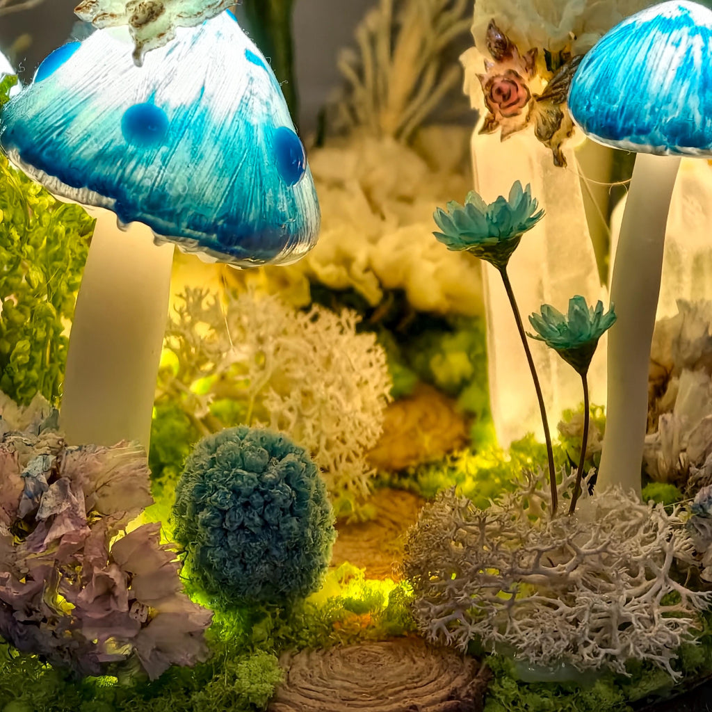 StarlitCarat Blue Mushroom LED Night Light 6.3in