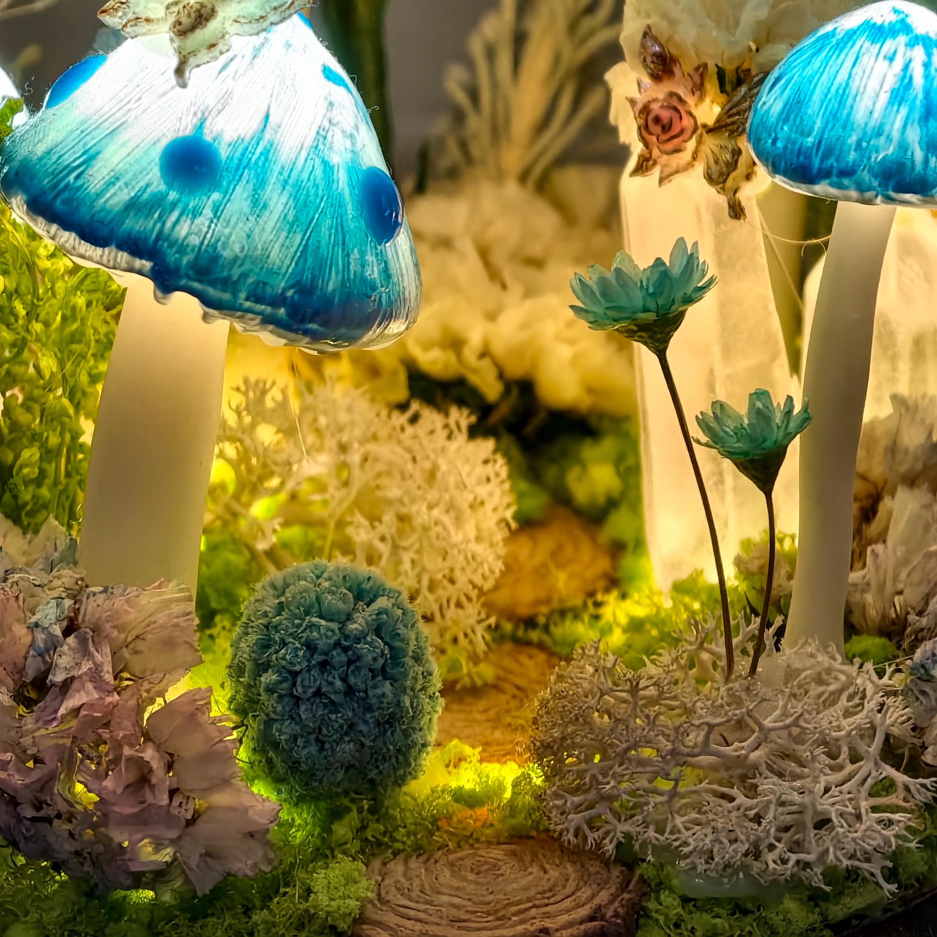 StarlitCarat Blue Mushroom LED Night Light 6.3in
