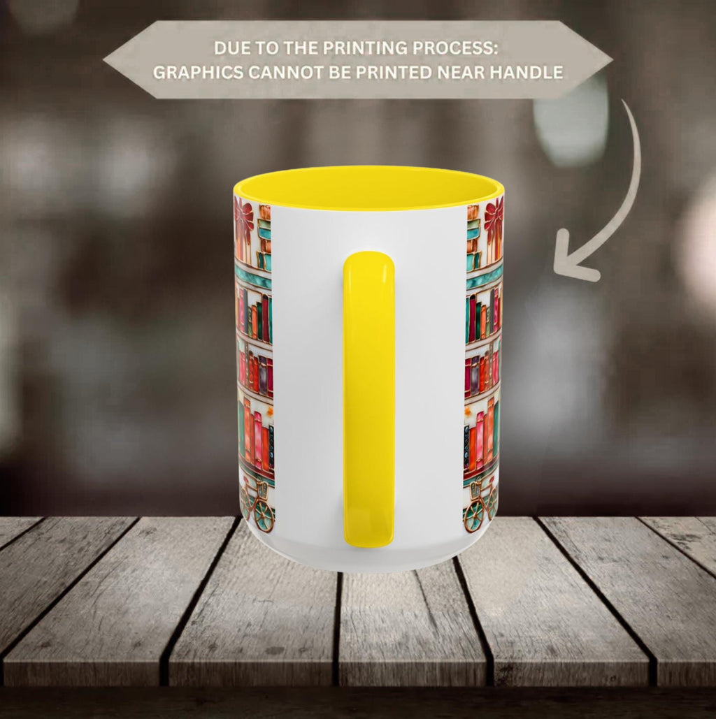 LELORESTORE Floral Bookshelf Bookish Mug Stained Glass Ceramic Coffee Cup