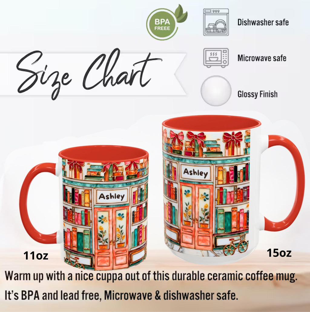 LELORESTORE Floral Bookshelf Bookish Mug Stained Glass Ceramic Coffee Cup
