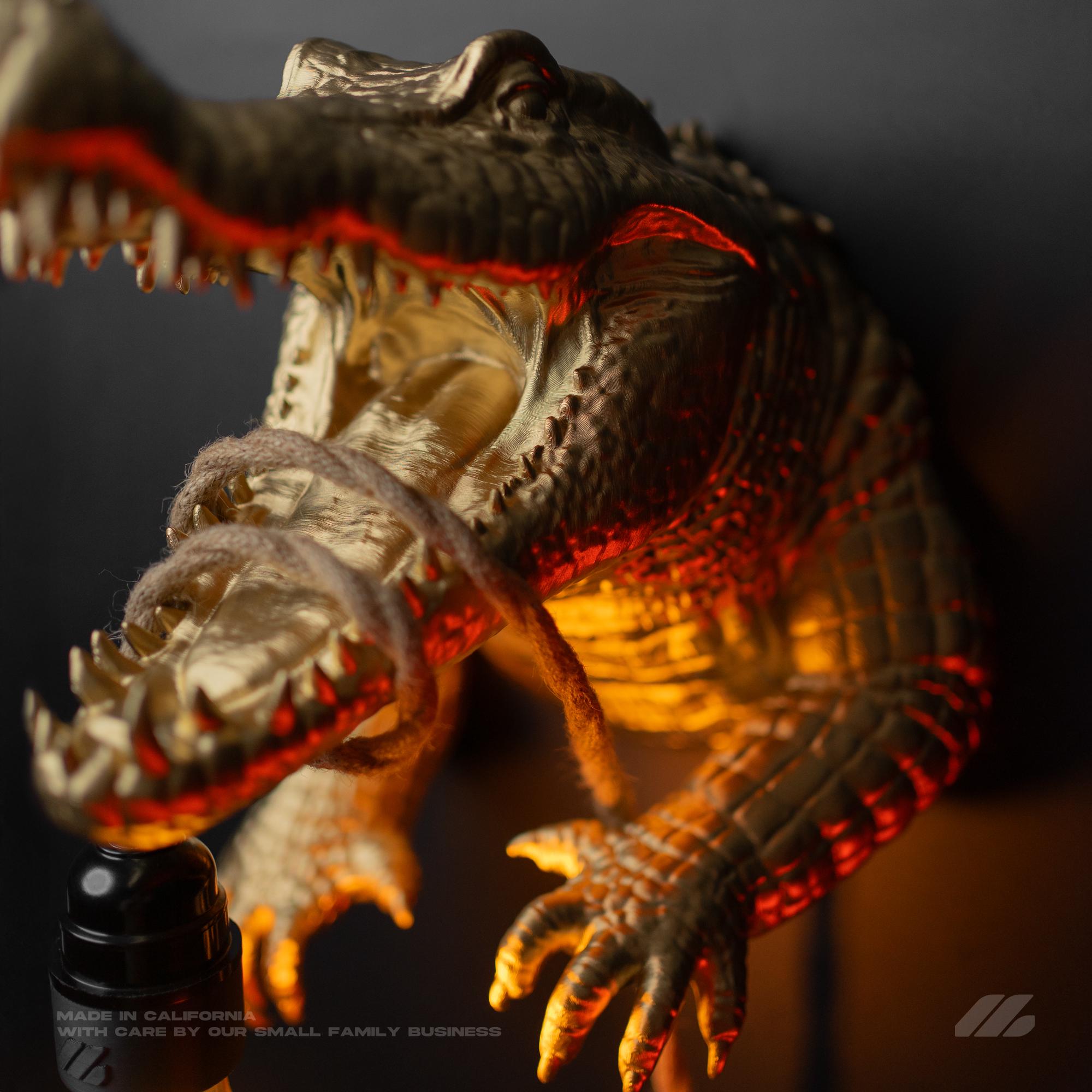April16studio Gold Crocodile Wall Sconce Alligator Head Lamp 8.3in