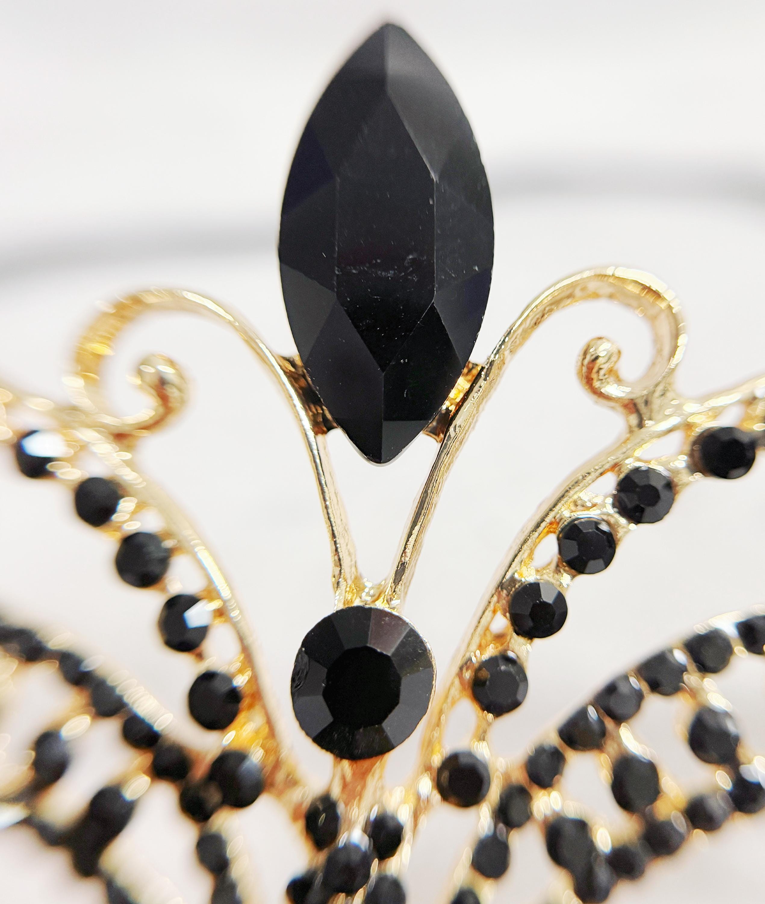 HappyJewelryWorld Gold And Black Crystal Masquerade Mask