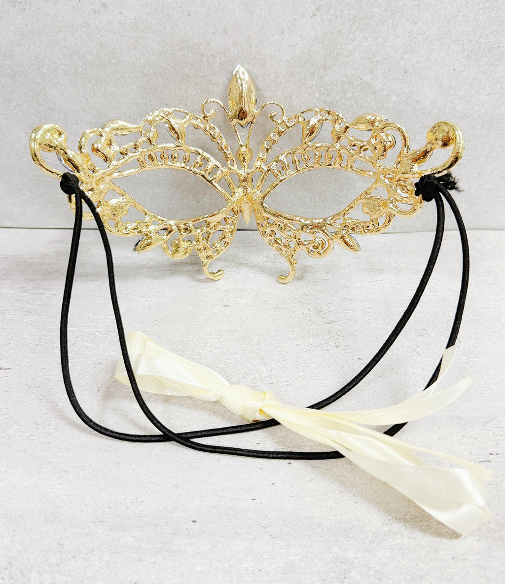 HappyJewelryWorld Gold Rhinestone Masquerade Mask Emerald Green