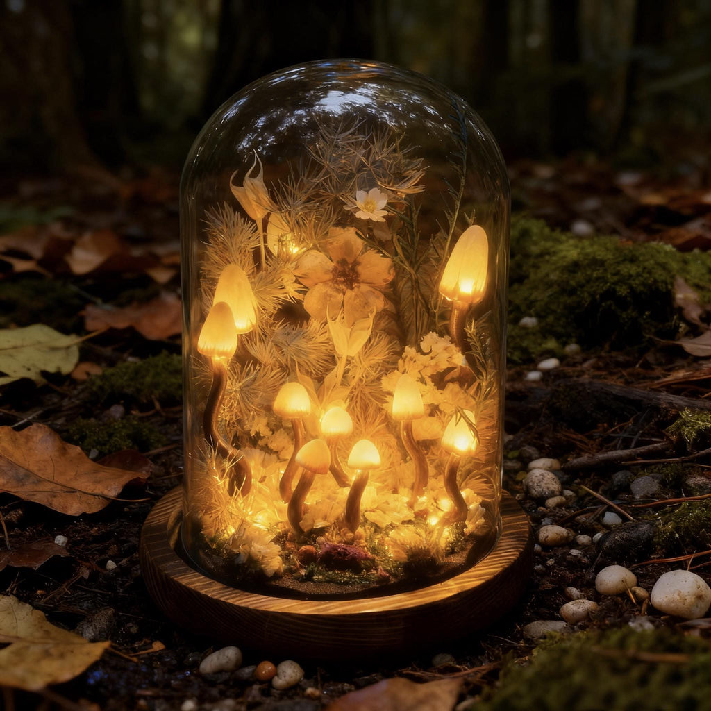 StarlitCarat Handmade White Mushroom Lamp Fairycore Night Light Battery