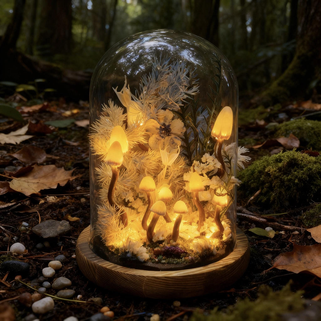 StarlitCarat Handmade White Mushroom Lamp Fairycore Night Light Battery