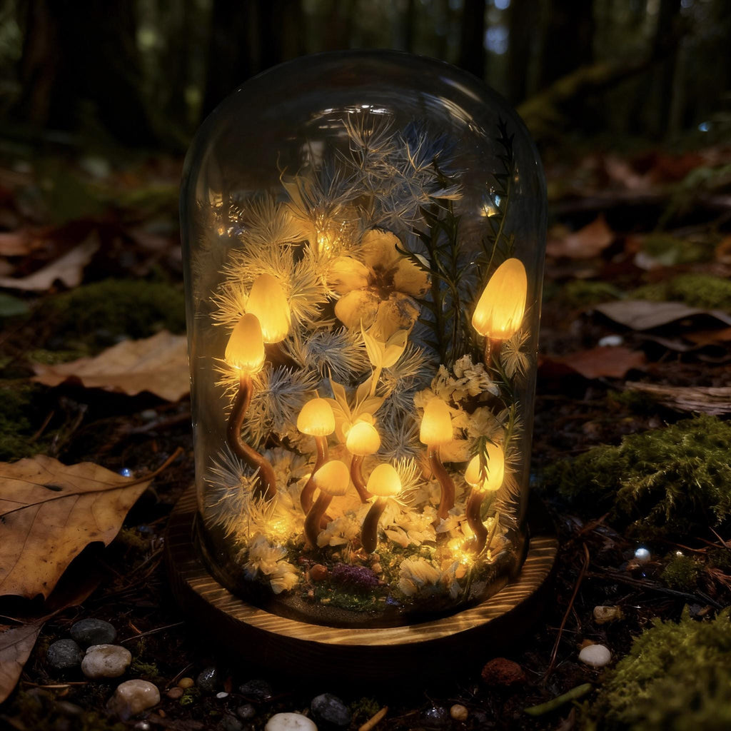 StarlitCarat Handmade White Mushroom Lamp Fairycore Night Light Battery