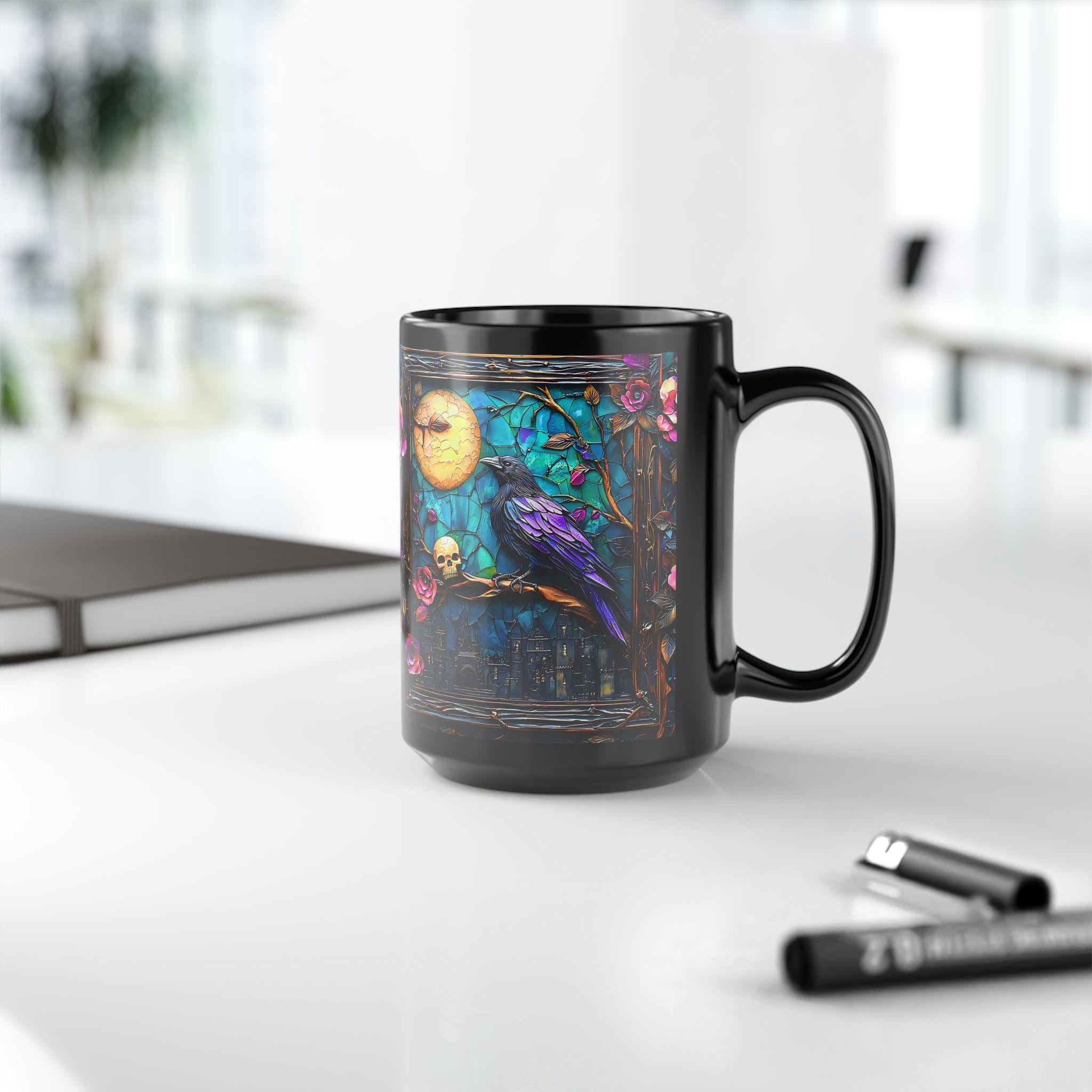 Raven Bookish Gothic Mug 15oz Dark Academia Coffee Cup
