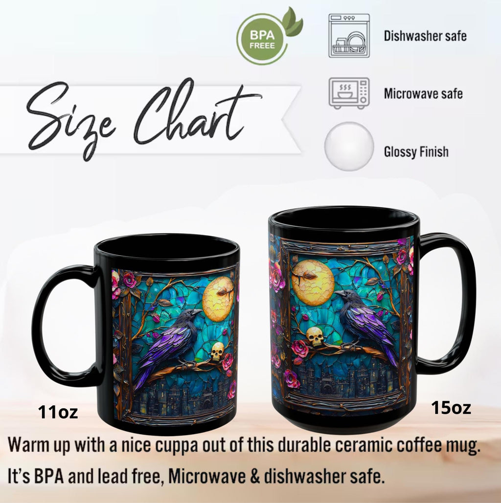 Raven Bookish Gothic Mug 15oz Dark Academia Coffee Cup