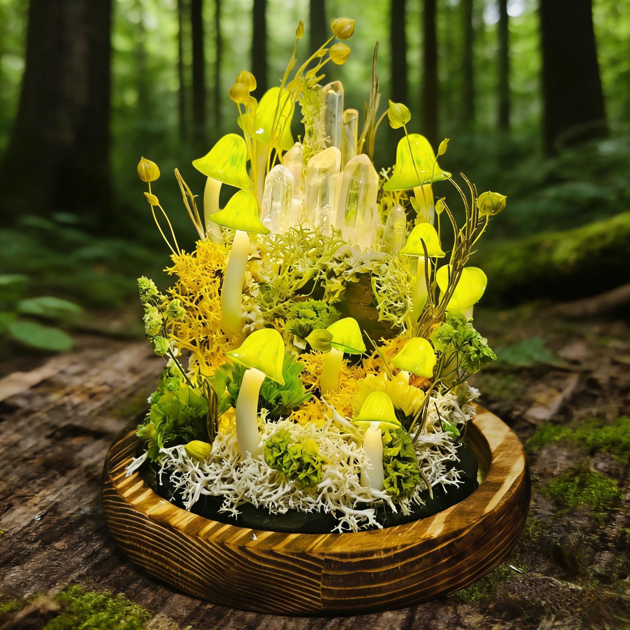 StarlitCarat Green Mushroom Night Light Lamp Crystal