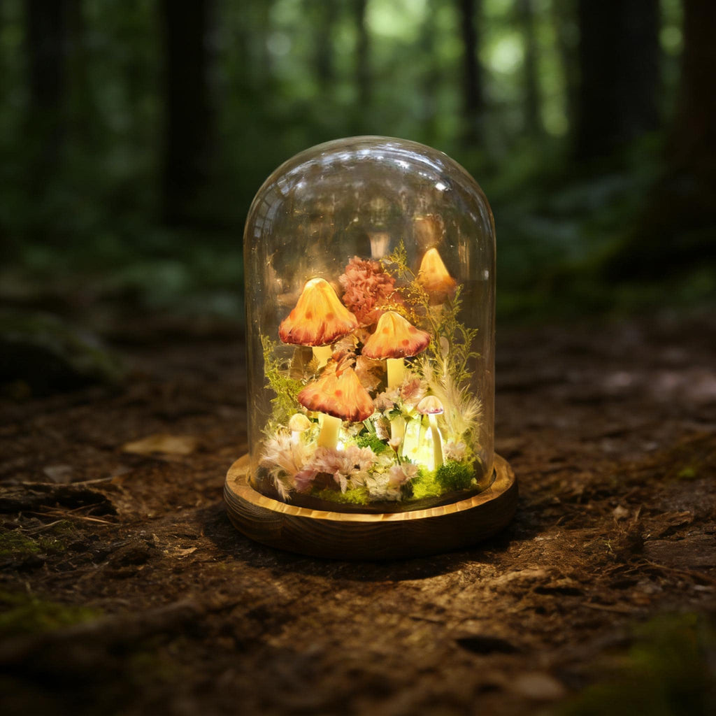 StarlitCarat Butterfly Pink Mushroom Night Light LED 6.3in