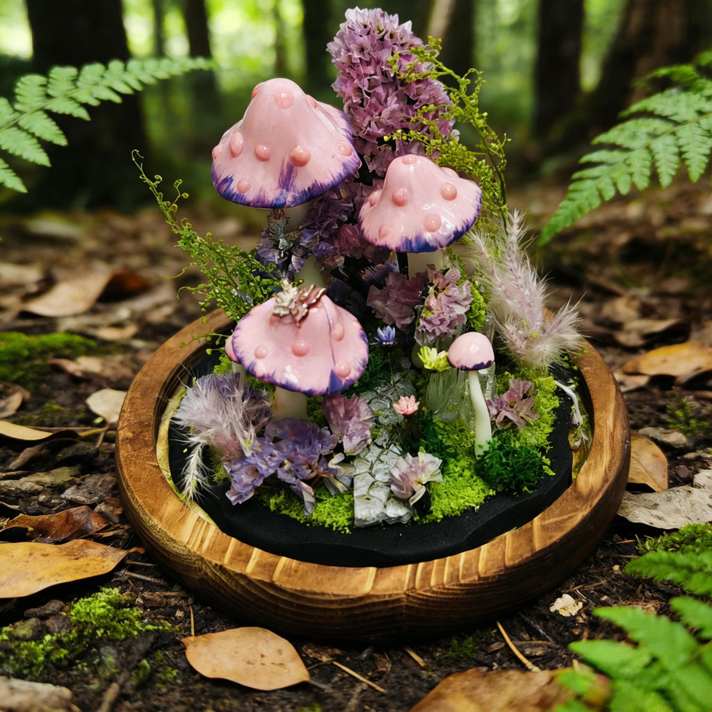 StarlitCarat Butterfly Pink Mushroom Night Light LED 6.3in
