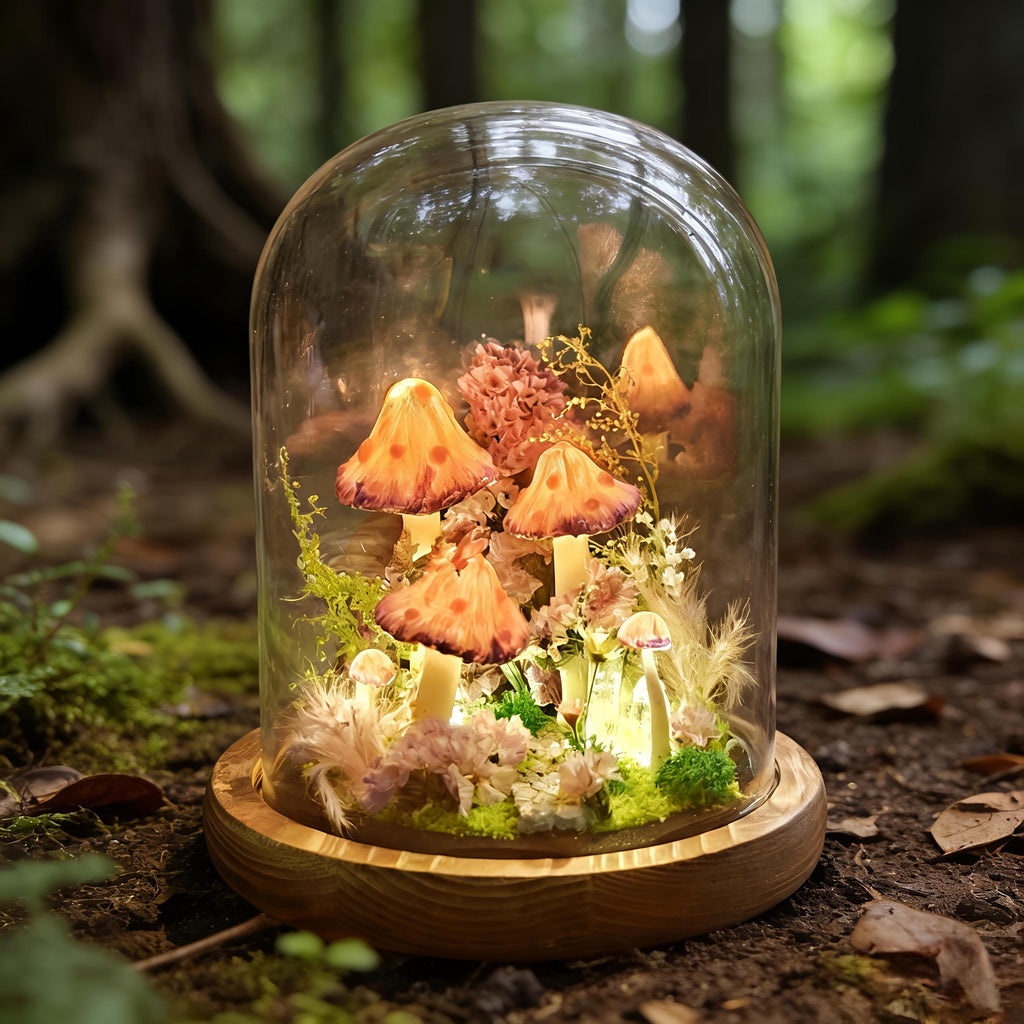 StarlitCarat Butterfly Pink Mushroom Night Light LED 6.3in