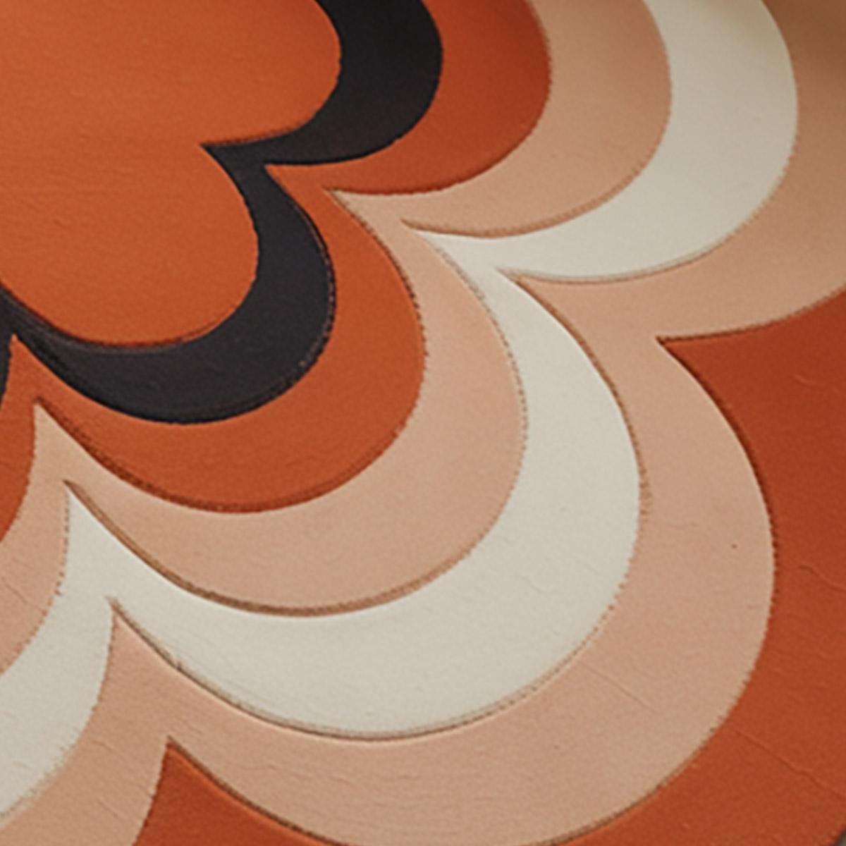 RugverseCreations Retro 70s Hand-Tufted Wool Rug Scalloped Flower Orange Gradient