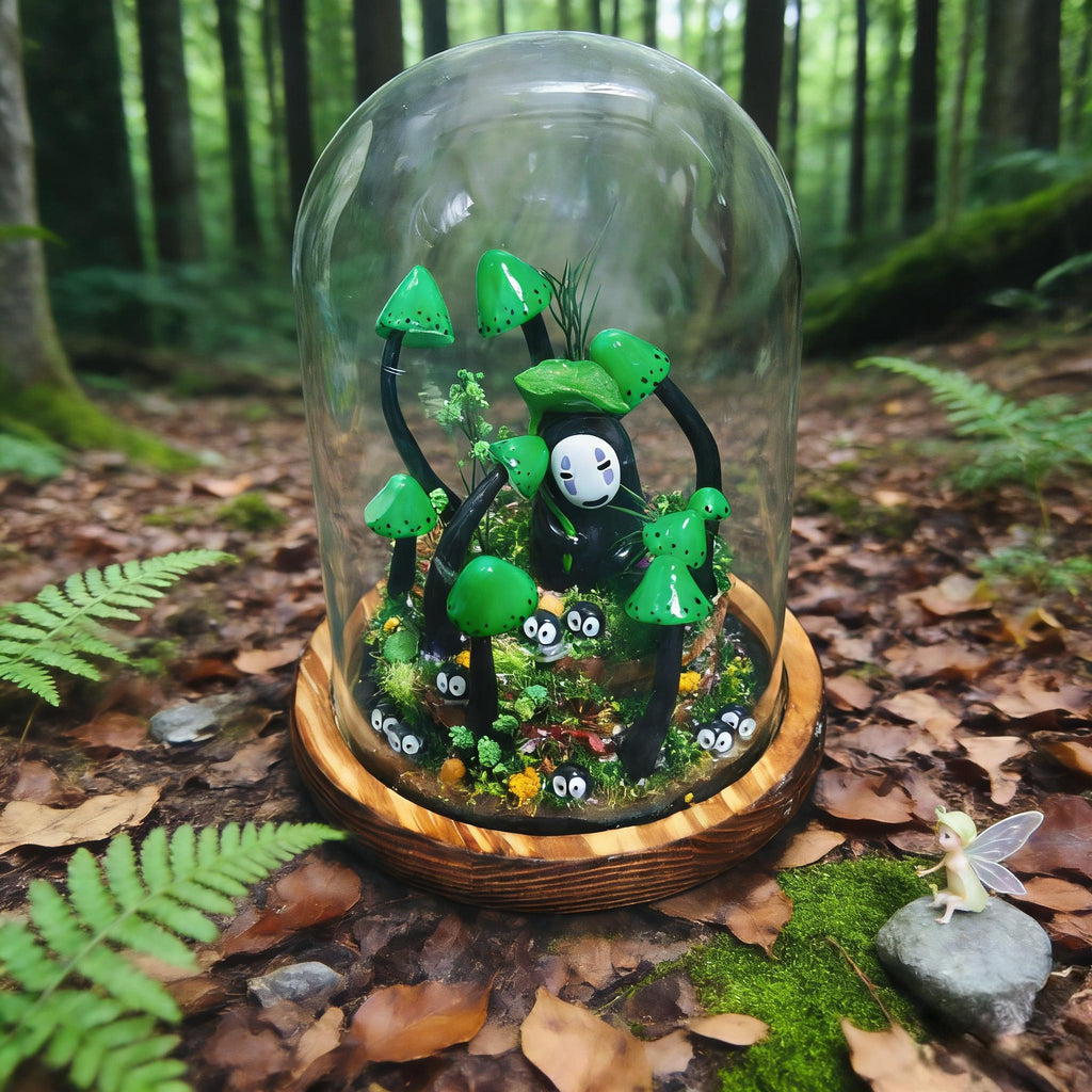 StarlitCarat Handmade Green Mushroom Night Light 6.3in Wood