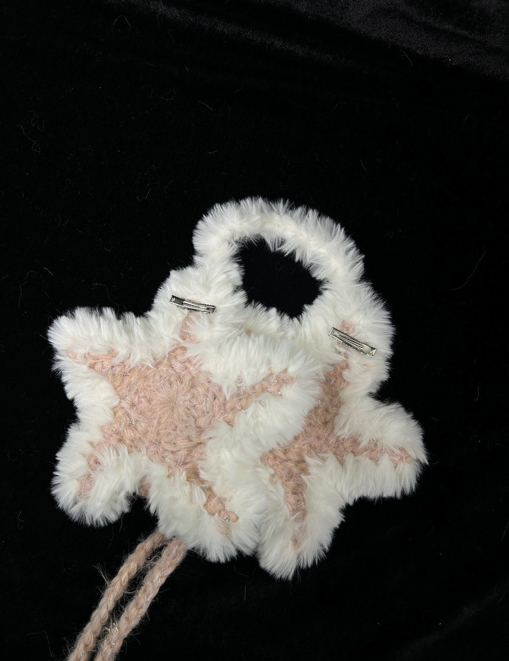 StellarPride Pink Star Crochet Headband - White Cozy Ear Warmer