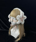 StellarPride Pink Star Crochet Headband - White Cozy Ear Warmer