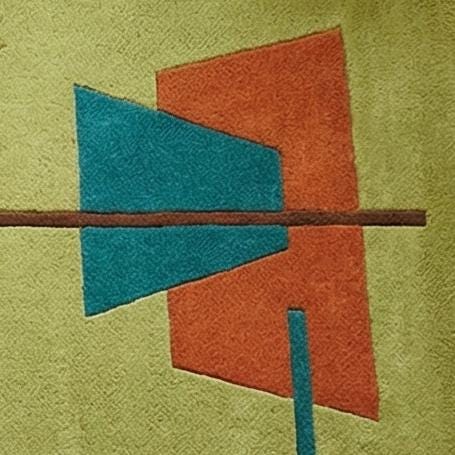 Mid Century Modern Geometric Hand Tufted Wool Rug Mustard Teal Rust
