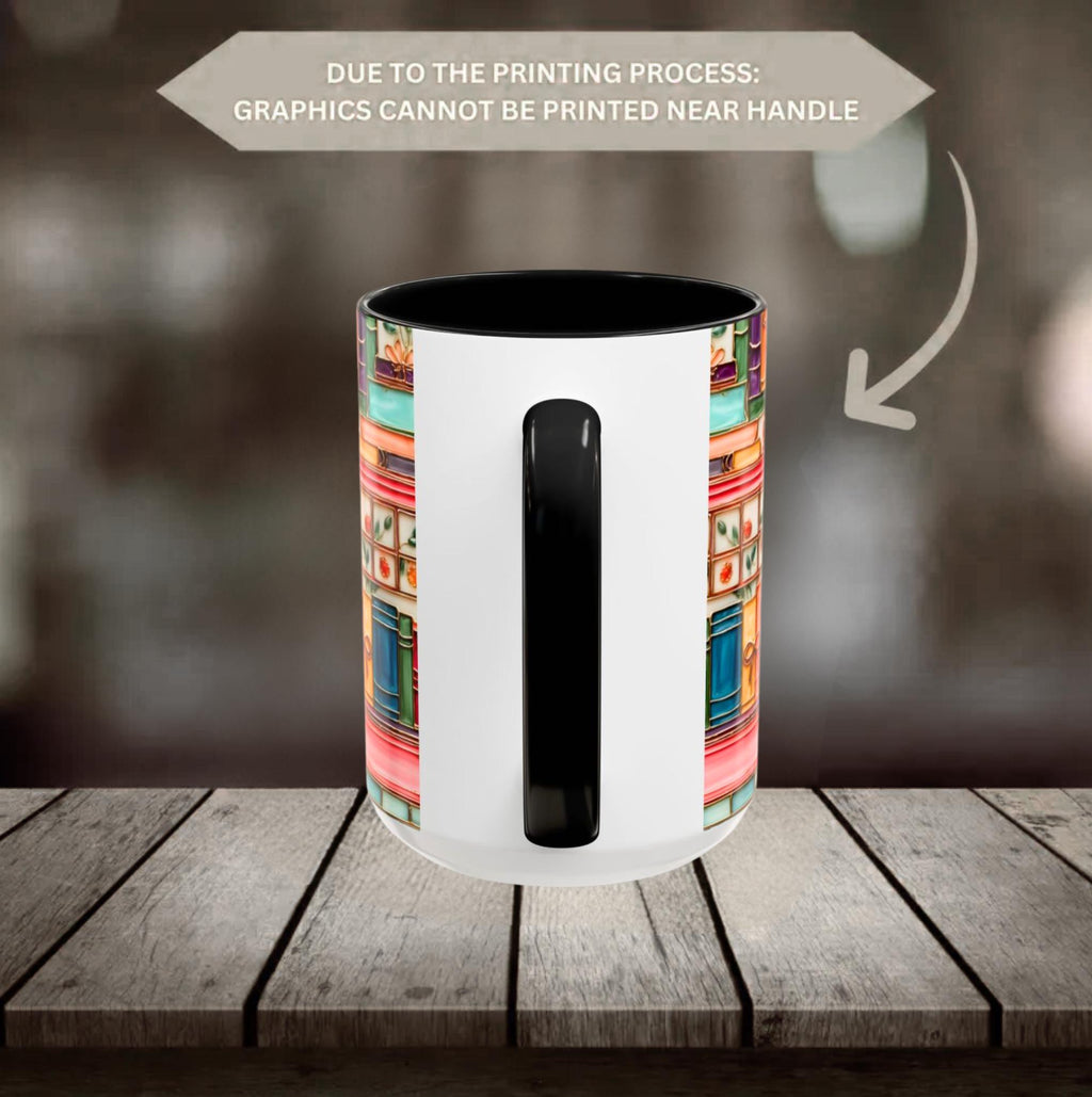 LELORESTORE Personalized Bookshelf Mug Stained Glass Ceramic Coffee Cup