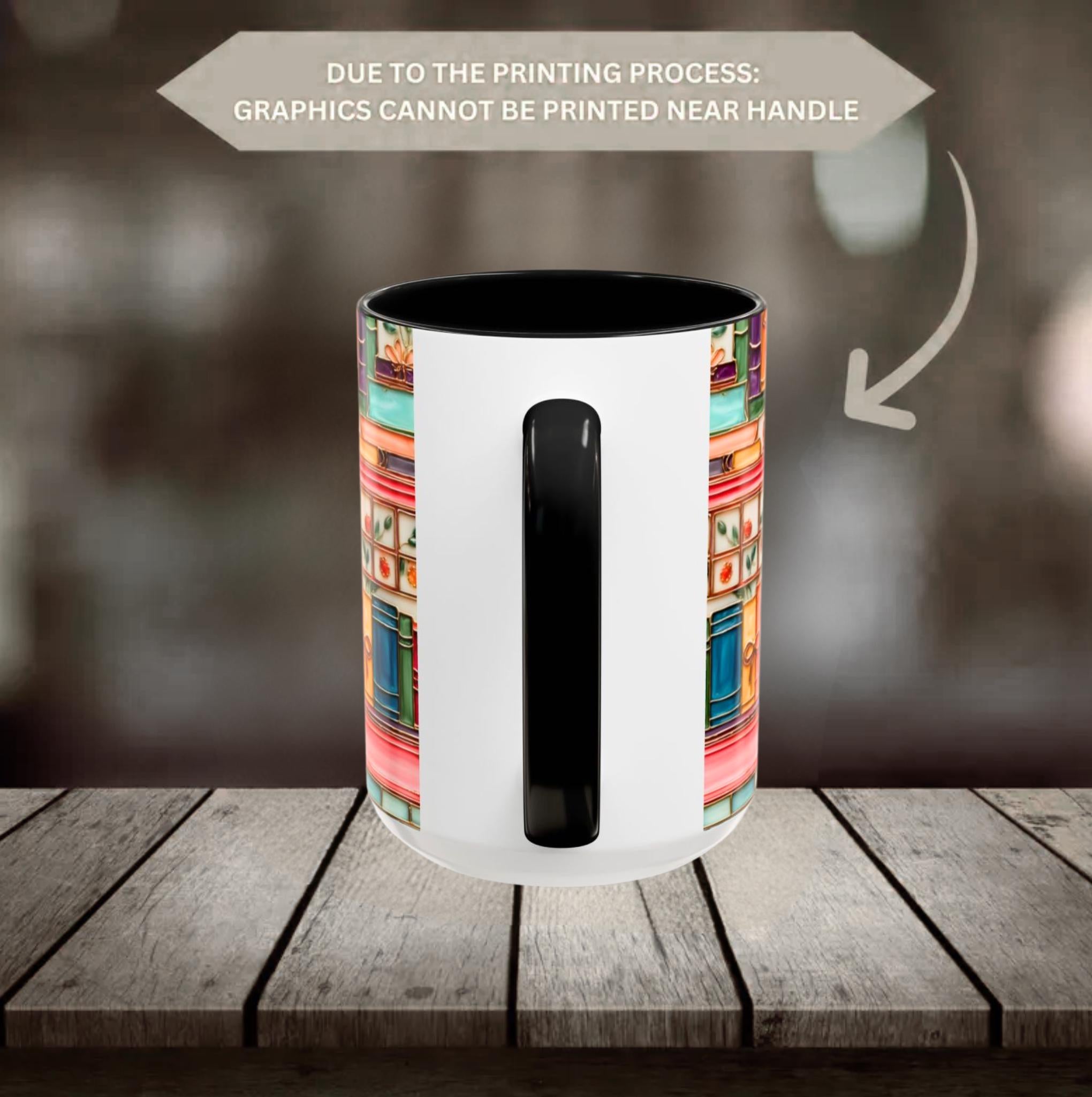 LELORESTORE Personalized Bookshelf Mug Stained Glass Ceramic Coffee Cup