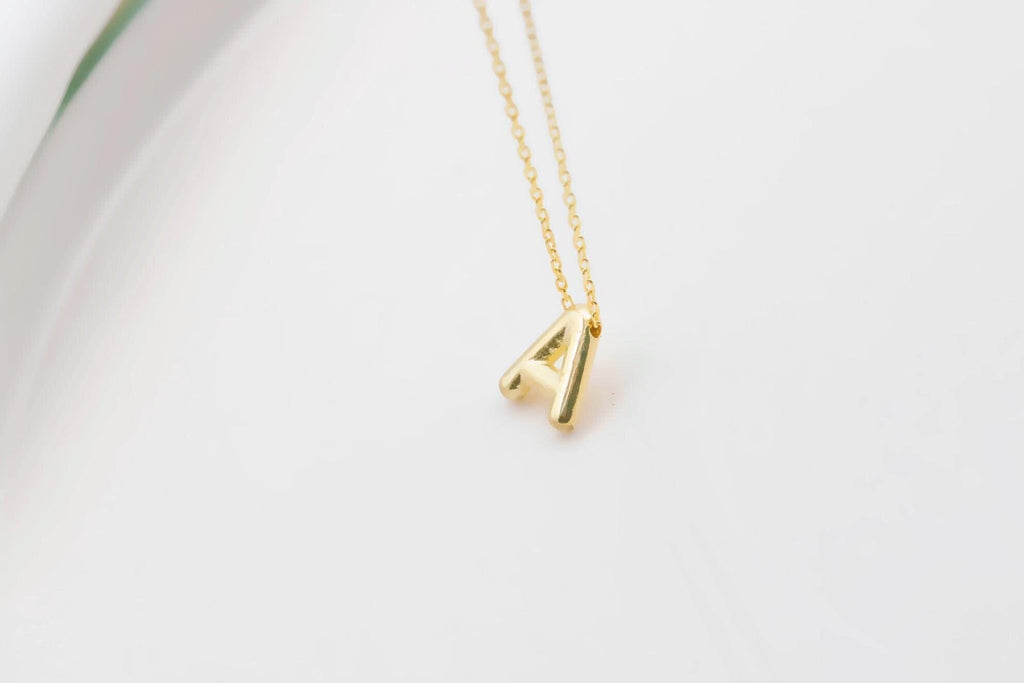 SilverGoldandRose Sterling Silver Balloon Letter Necklace Personalized 3D Beaded