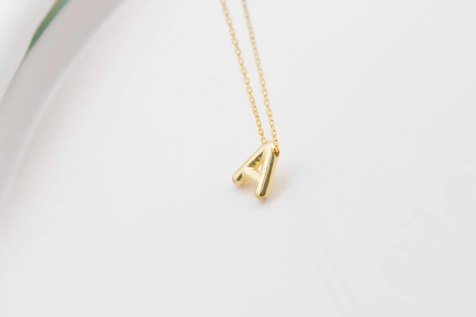 SilverGoldandRose Sterling Silver Balloon Letter Necklace Personalized 3D Beaded
