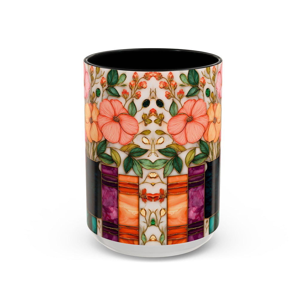 LELORESTORE Stained Glass Style Floral Bookshelf Mug 15oz
