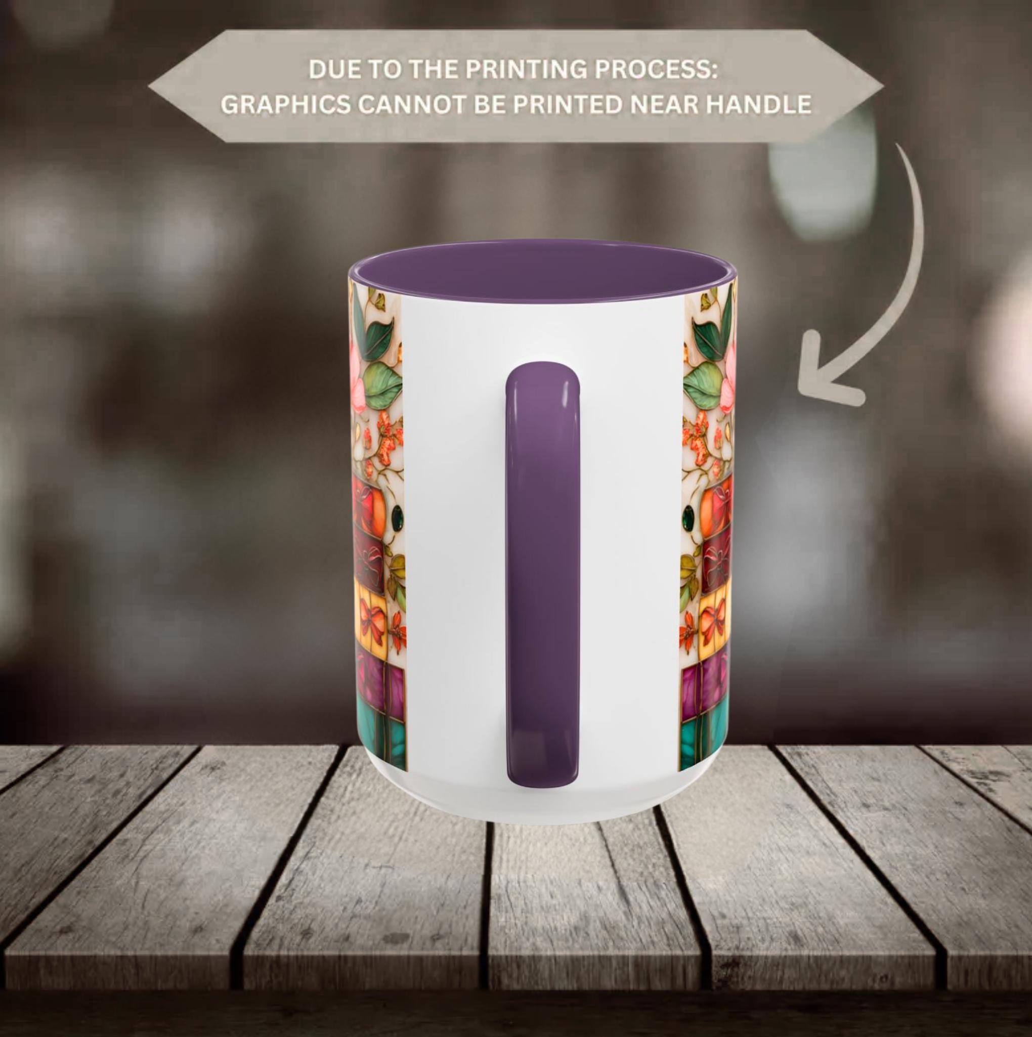 LELORESTORE Stained Glass Style Floral Bookshelf Mug 15oz