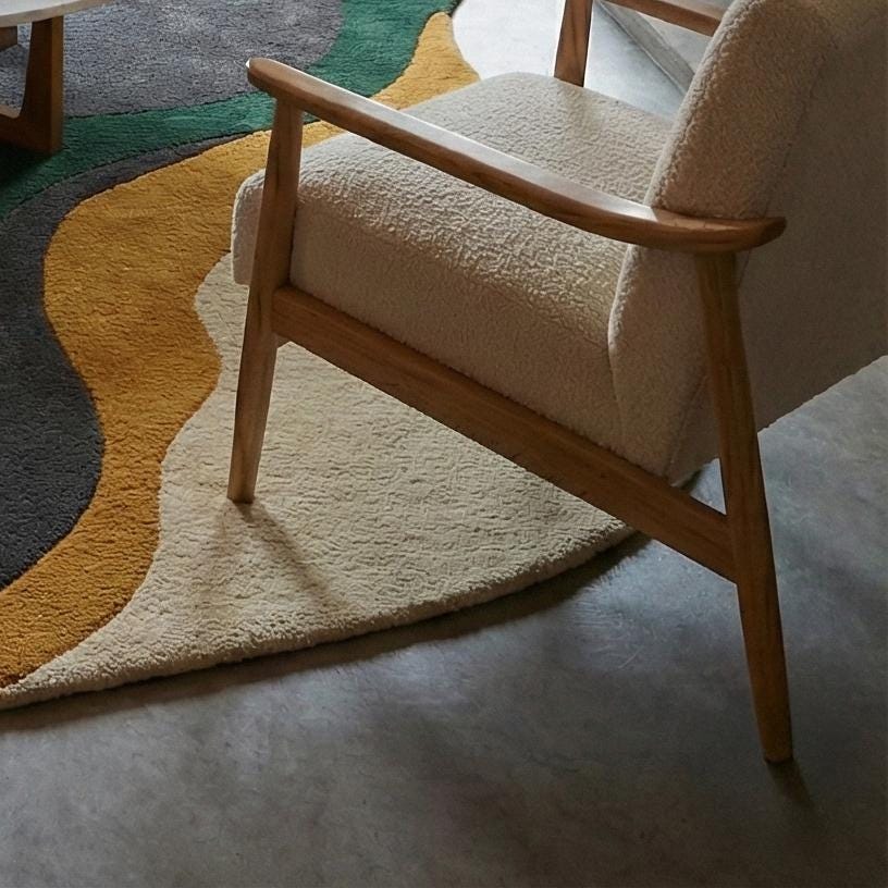 RugverseCreations Hand-Tufted Wool Abstract Wavy Rug