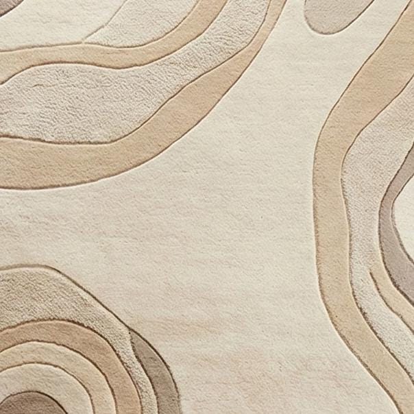 RugverseCreations Topographic Beige Hand Tufted Wool Rug