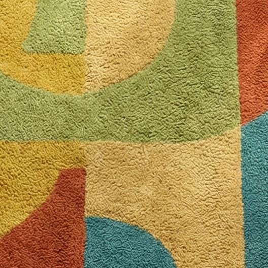 RugverseCreations Round Abstract Geometric Hand Tufted Wool Carpet Sage Green Rust Mustard