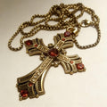 Vintage Gold Cross Pendant with Rhinestones Alloy Gothic Charm