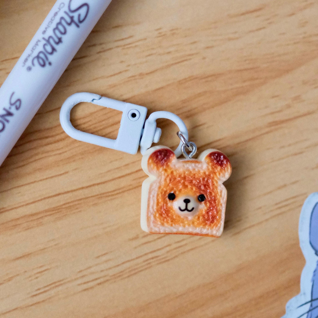 VanillaStarCafe Cozy Bear & Jelly Heart Toast Charms Polymer Clay 1in