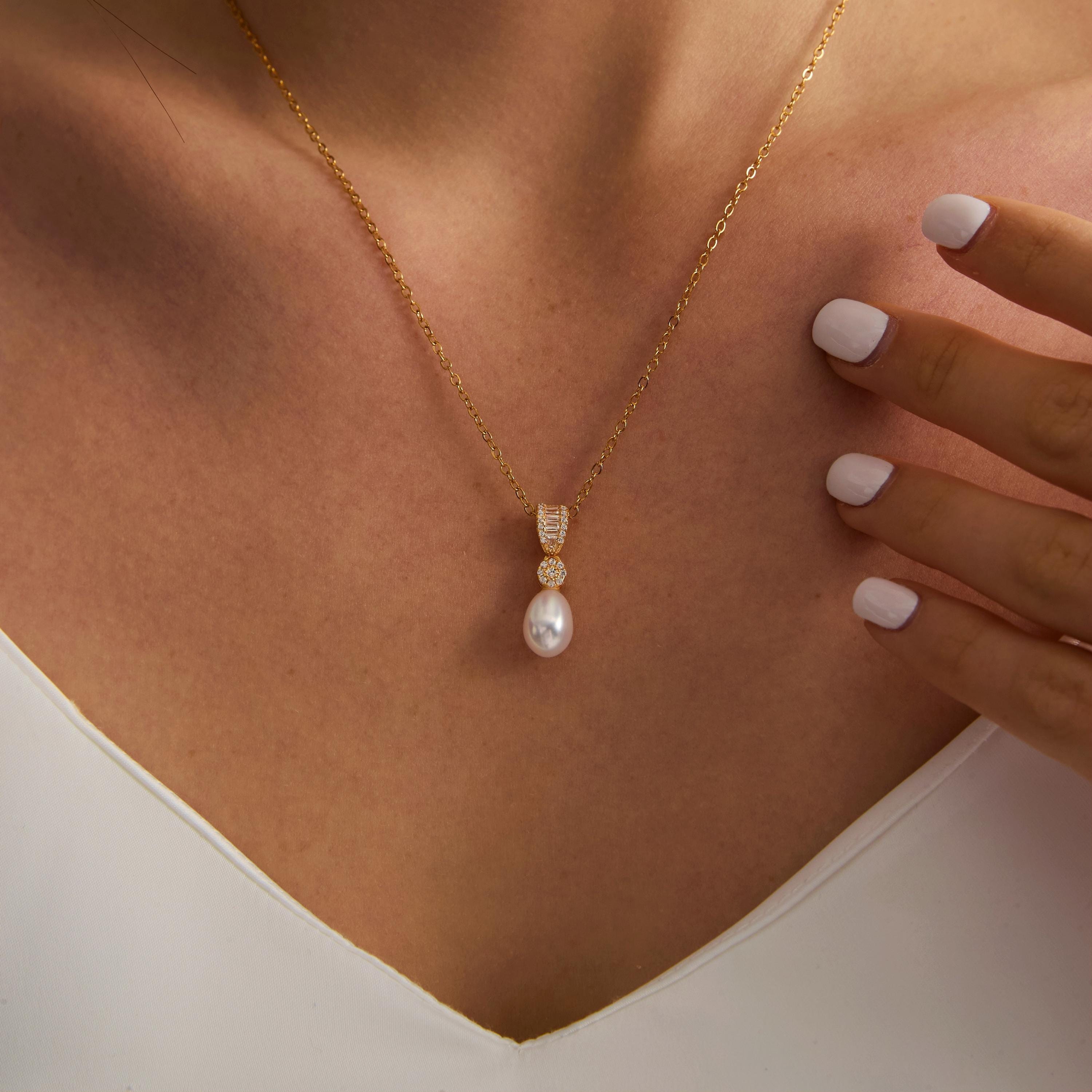 EcloraTreasures Handmade Freshwater Pearl Necklace Adjustable Cable Chain