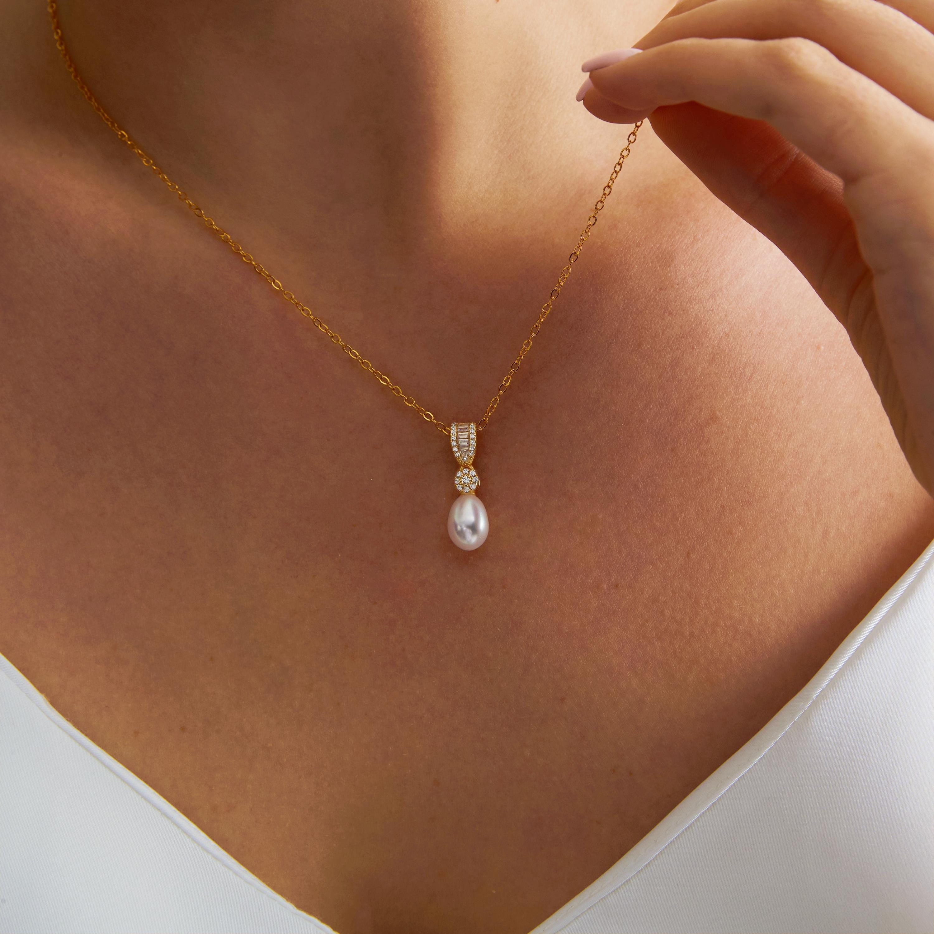 EcloraTreasures Handmade Freshwater Pearl Necklace Adjustable Cable Chain
