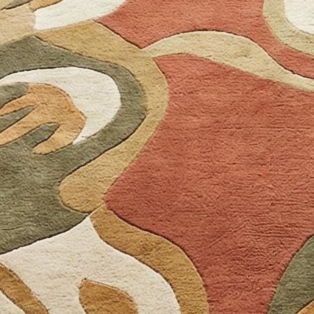 RugverseCreations Organic Abstract Hand Tufted Wool Rug Terracotta Sage Green