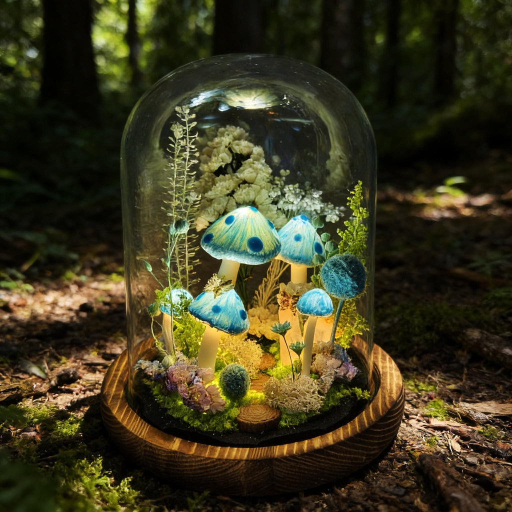 StarlitCarat Blue Mushroom LED Night Light 6.3in