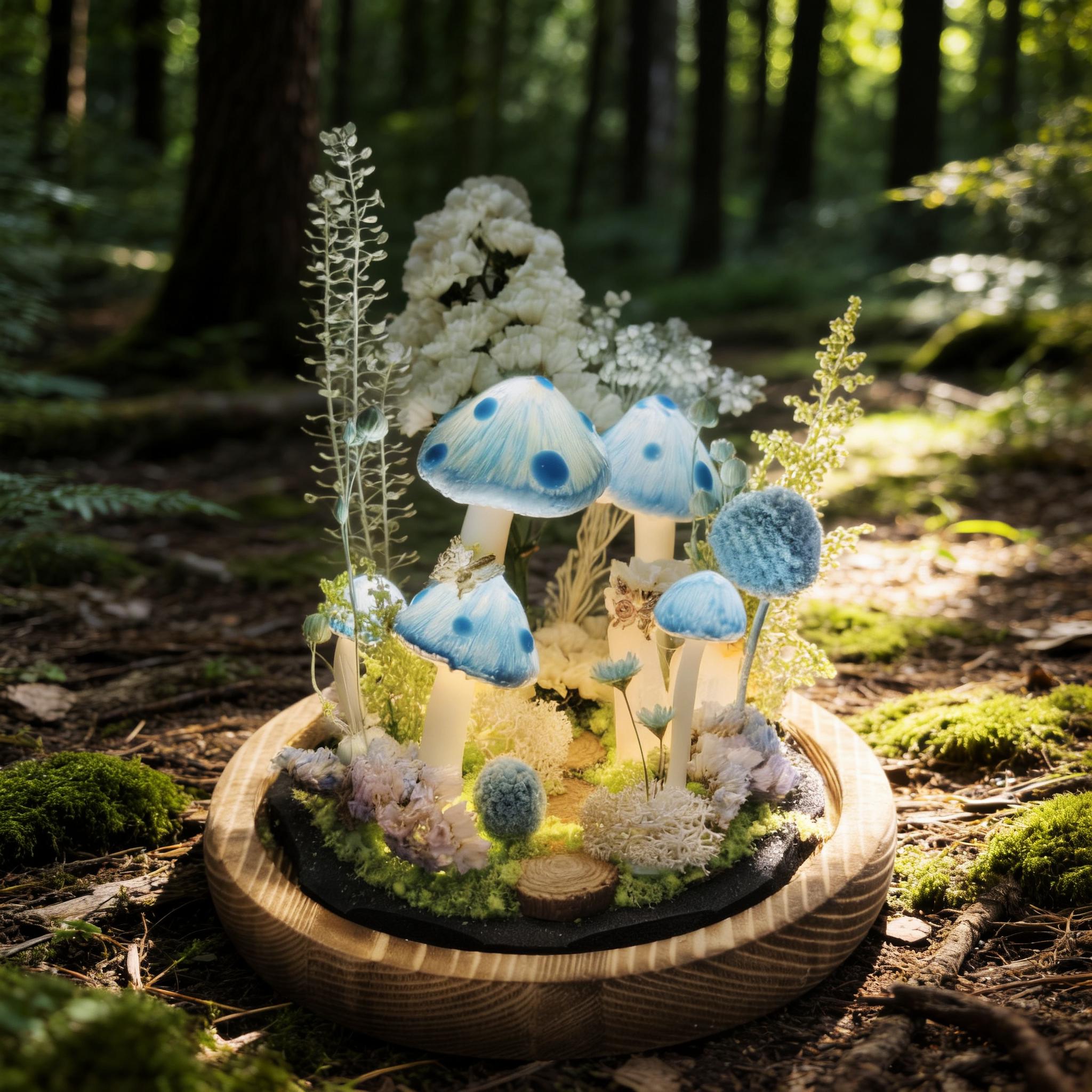 StarlitCarat Blue Mushroom LED Night Light 6.3in