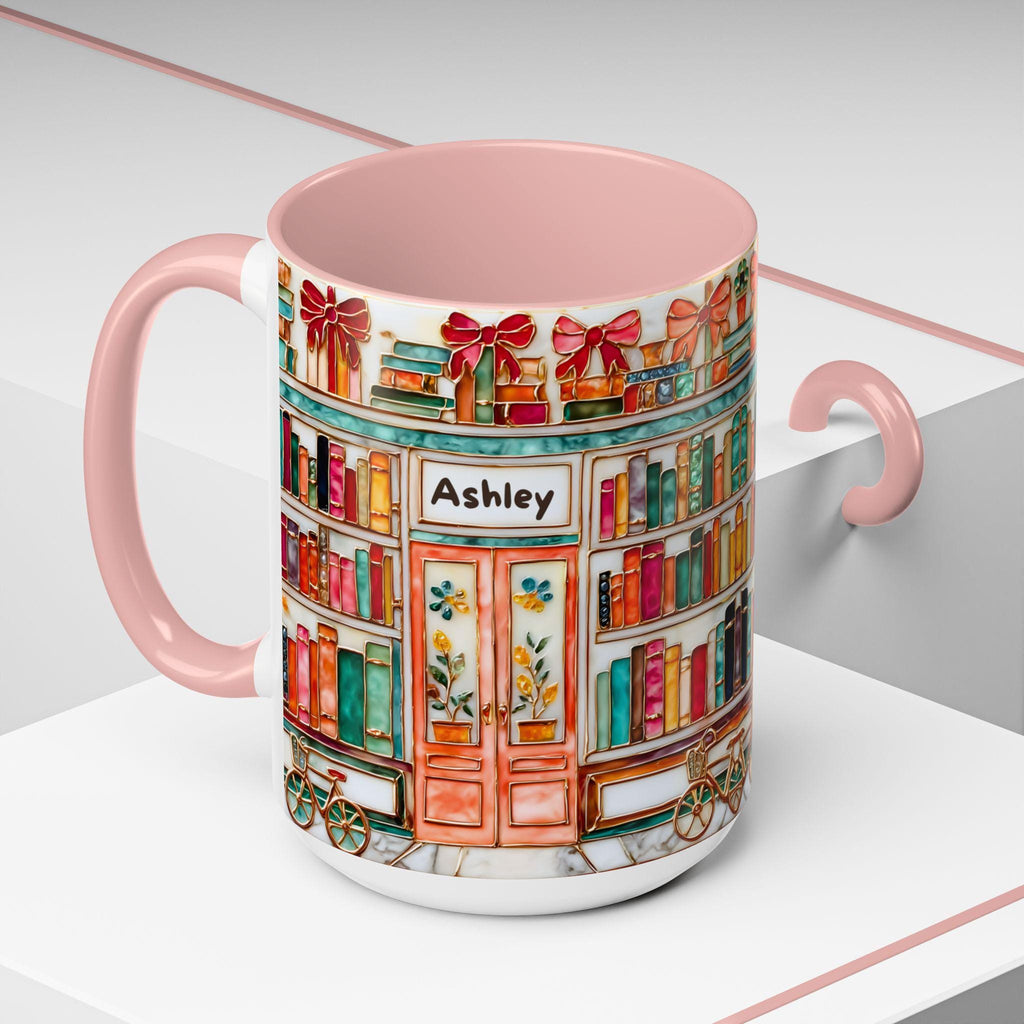 LELORESTORE Floral Bookshelf Bookish Mug Stained Glass Ceramic Coffee Cup