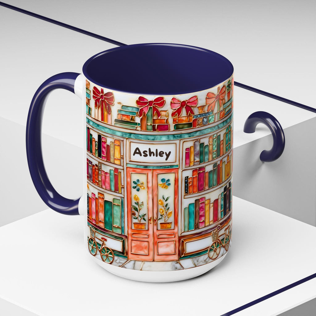 LELORESTORE Floral Bookshelf Bookish Mug Stained Glass Ceramic Coffee Cup