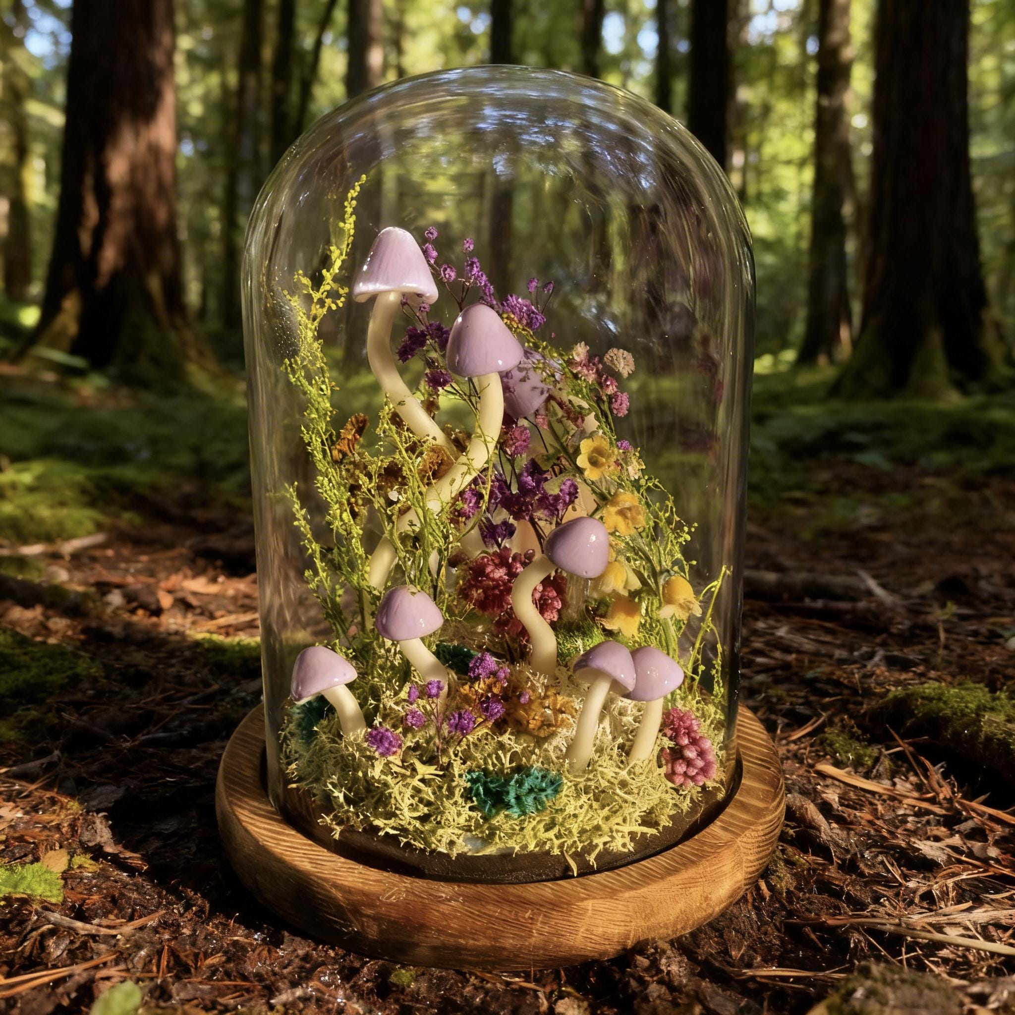 StarlitCarat Purple Mushroom Night Light With Crystal Enchanted Decor