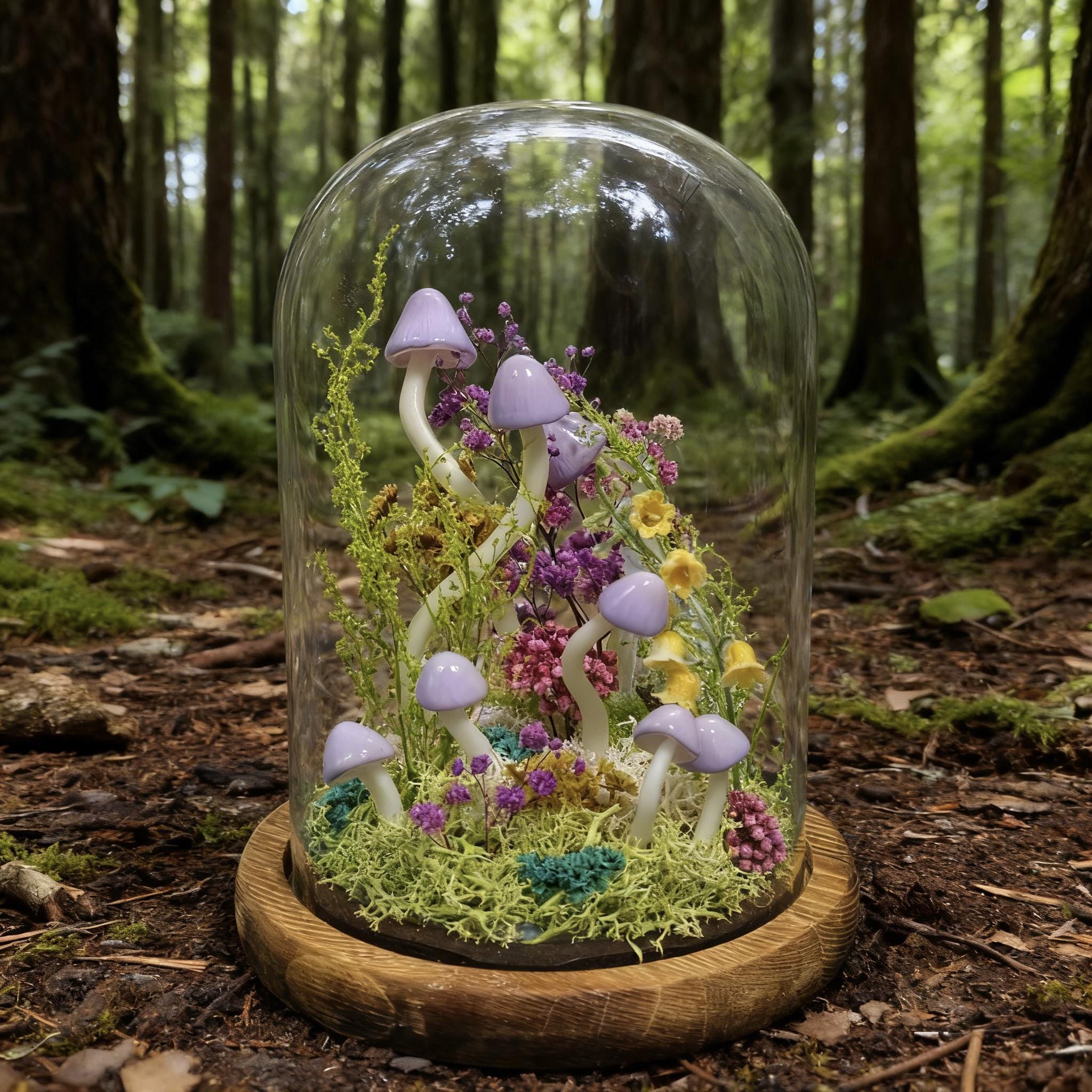 StarlitCarat Purple Mushroom Night Light With Crystal Enchanted Decor