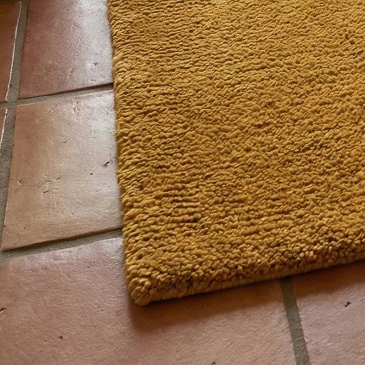 RugverseCreations Bauhaus Geometric Hand Tufted Wool Rug Navy Mustard Rust
