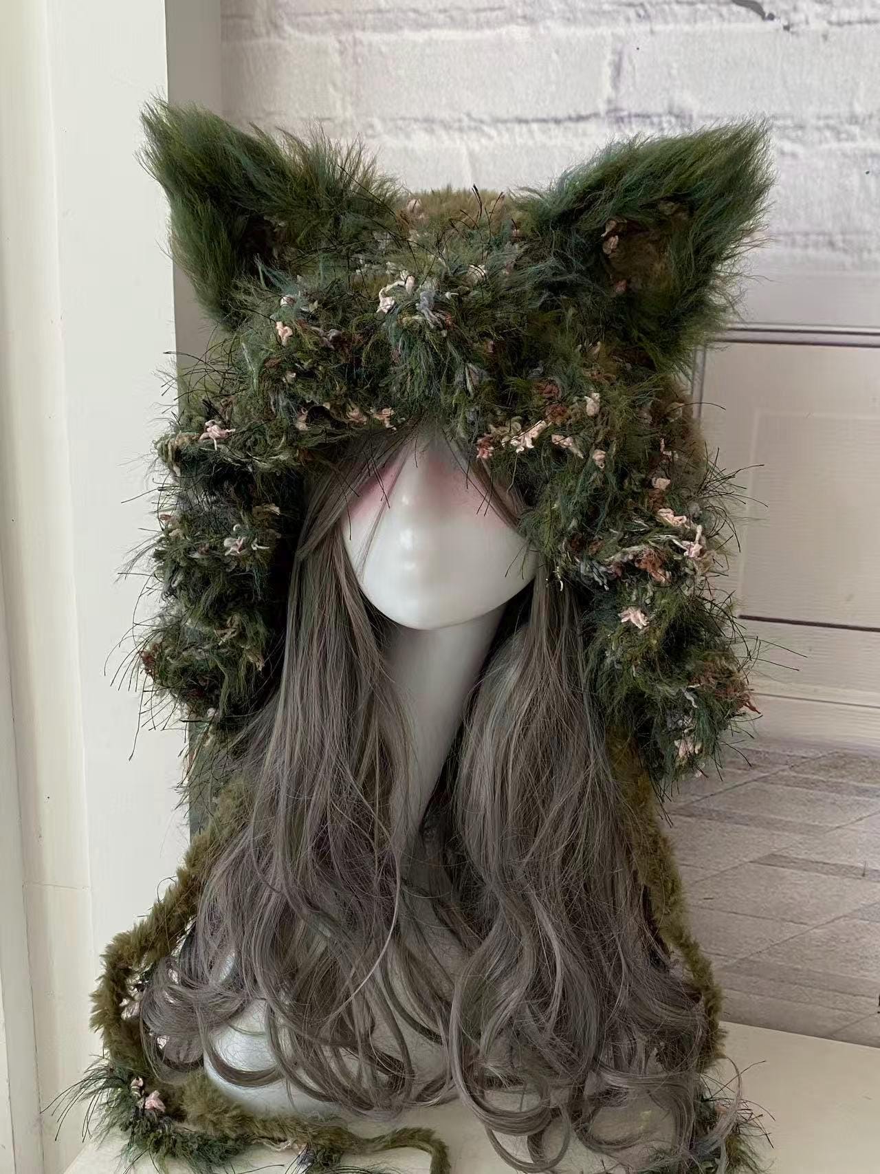 StellarPride Long Fur Woodland Fox Ear Hood Fairycore Forest Festival