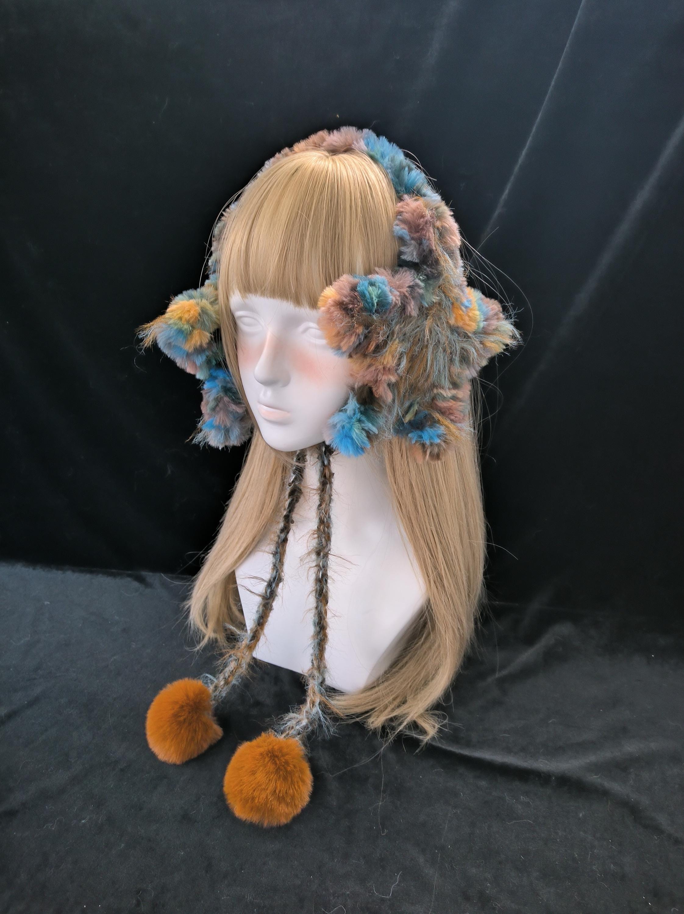 StellarPride Handmade Earthy Fairycore Star Earmuffs Plush Yarn