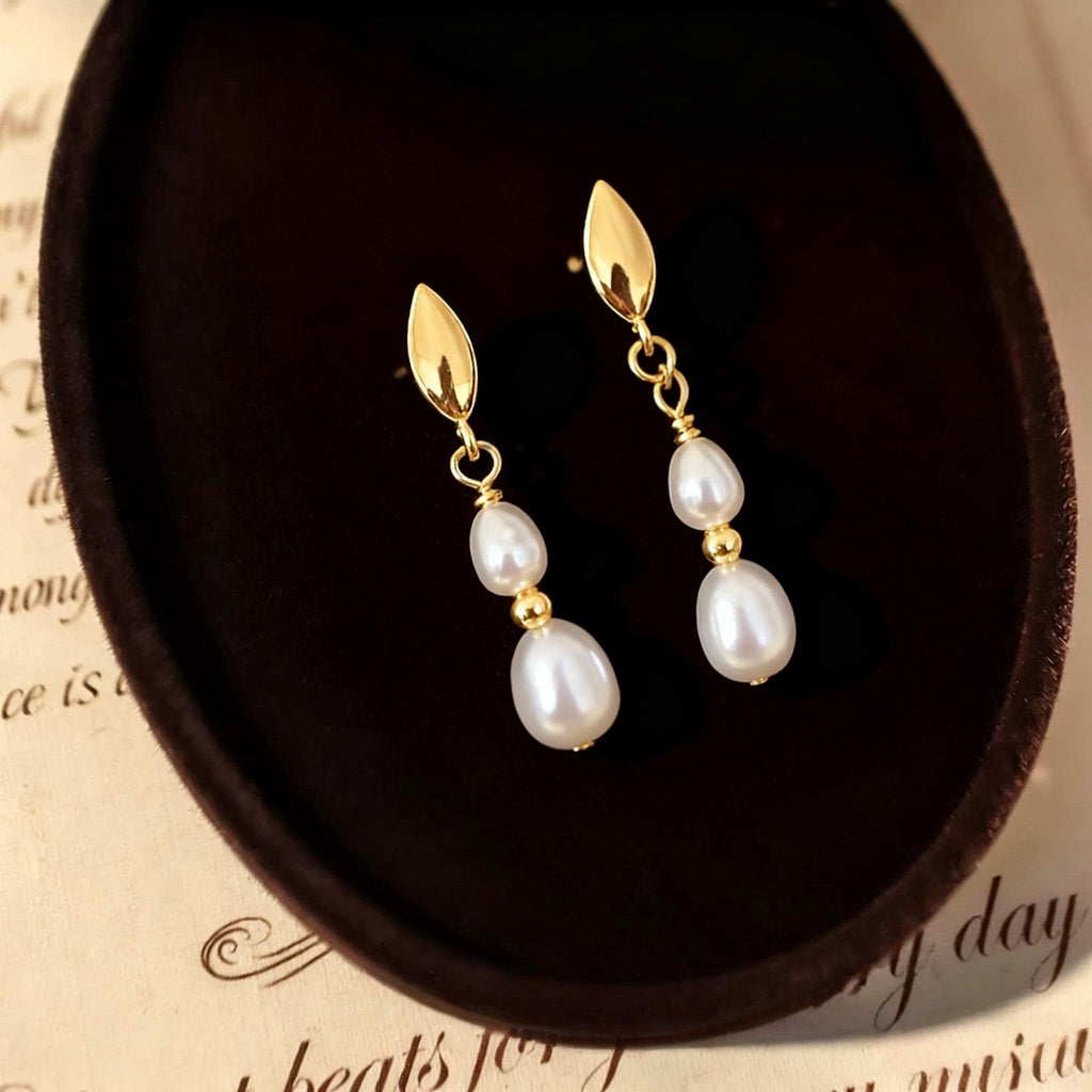 EcloraTreasures Freshwater Pearl Drop Earrings Hypoallergenic Bridal Jewelry