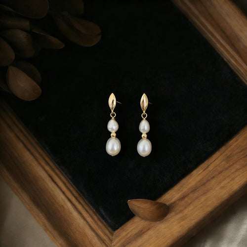 EcloraTreasures Freshwater Pearl Drop Earrings Hypoallergenic Bridal Jewelry
