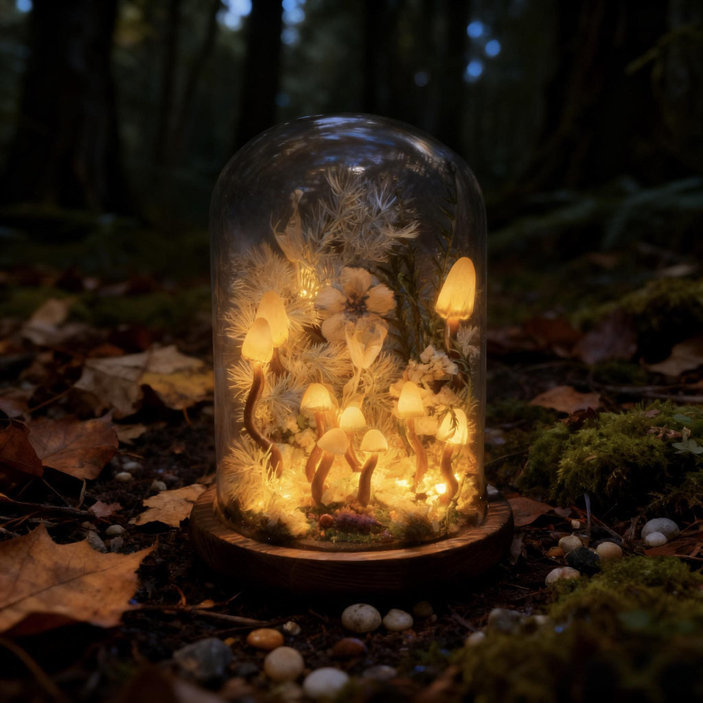 StarlitCarat Handmade White Mushroom Lamp Fairycore Night Light Battery