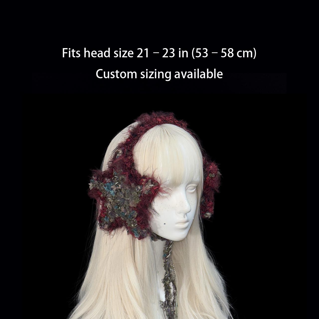 StellarPride Brown & Black Star Crochet Ear Warmer Handmade Boho