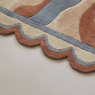 RugverseCreations Wavy Edge Hand-Tufted Wool Area Rug Retro 70s